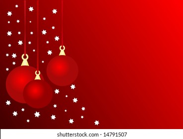 Ilustración vectorial de navidad con tres baudibles rojos en un suelo oscuro y rojo con espacio para el texto