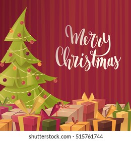 Merry Christmas Happy New Year Poster Stock Vector (Royalty Free ...