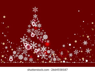 Christmas vector illustration. Christmas tree made of snowflakes and sparkling snowflakes. Banner, frame, Christmas card.