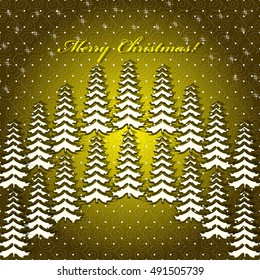 Christmas vector illustration with Christmas trees. Greeting card
