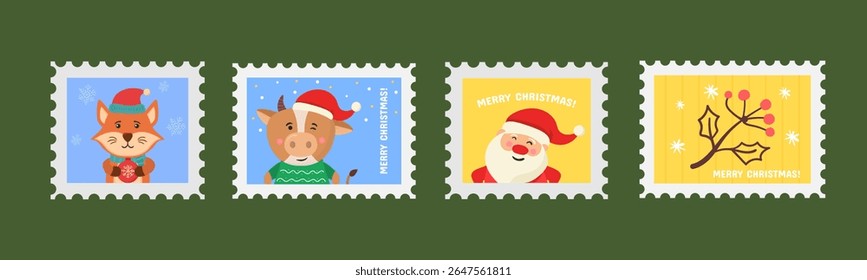 Christmas vector illustration. Turtle doves with wing and feather in traditional style. Retro card design for second day celebration. Peaceful love message with vintage border and art.