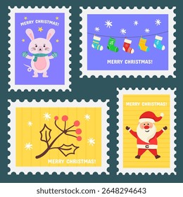 Christmas vector illustration. Turtle doves with wing and feather in traditional style. Retro card design for second day celebration. Peaceful love message with vintage border and art.