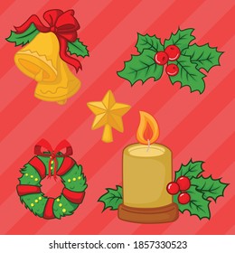 Ilustraciones vectoriales de Navidad. La decoración y los escalones.