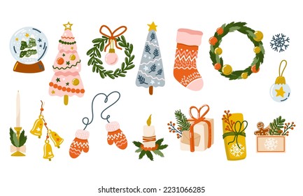 Christmas vector illustrations. Winter holidays elements 