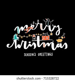 Christmas vector lettering illustration. Winter holiday greeting card