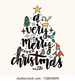 Christmas vector lettering illustration. Winter holiday greeting card