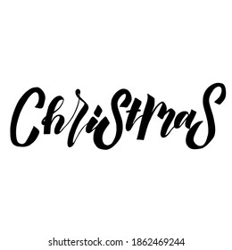 Christmas. Vector lettering.Hand drawn  lettering.
