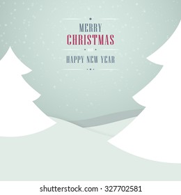Christmas vector light gray blue background with trees, snowflakes and wishes