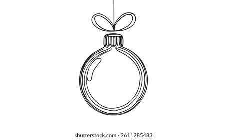 Christmas vector line art decoration. Christmas balls hanging vector illustration