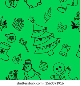 christmas vector line art pattern