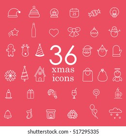 Christmas vector line icon set