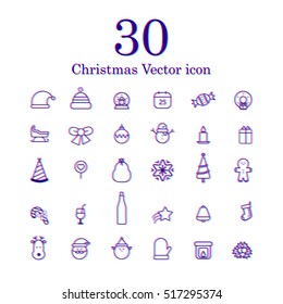 Christmas vector line icon set
