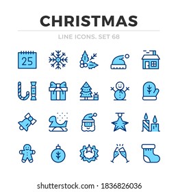 Christmas vector line icons set. Thin line design. Outline graphic elements, simple stroke symbols. Christmas icons