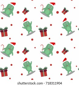 christmas vector monster seamless pattern