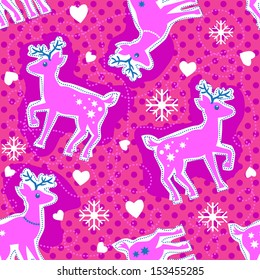 Christmas vector pattern with deer