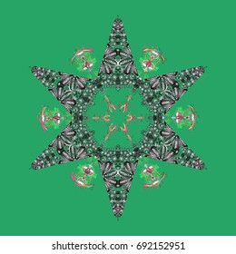Christmas vector pattern with holidays decorations. Vector christmas abstract colorful background with falling snowflake.