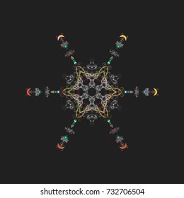 Christmas vector pattern with holidays decorations. Vector christmas abstract colorful background with falling snowflake.