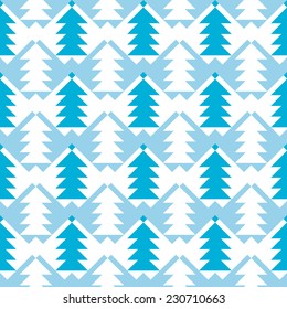 Christmas vector pattern with tree, festive Seamless winter background for new year card.