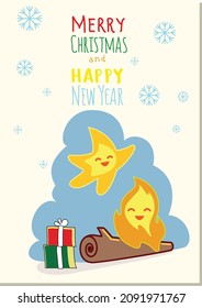 postal vectorial de Navidad con carácter lindo 