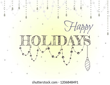 Christmas vector postcard. Happy holidays. Christmas lights. 