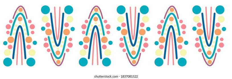 Christmas  vector, promotional banner with abstract geometric decor. pattern. Horizontal border. Fashion trend of the rainbow. for poster, textile, decoration kids playroom 