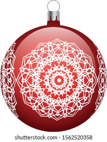 Christmas vector red ball with snowflake
