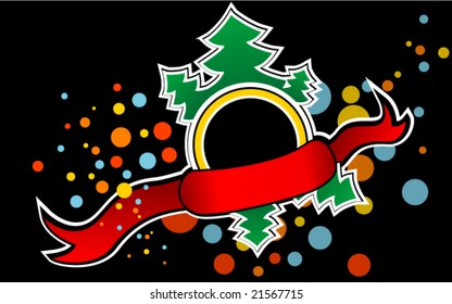 christmas vector with red ribbon