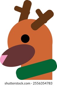 Christmas vector reindeer illustration for Christmas facing left side