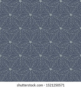 Christmas vector repeat seamless pattern with poinsettia.