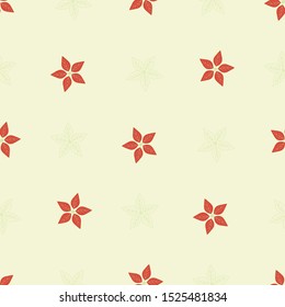 Christmas vector repeat seamless pattern with poinsettia.