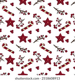 Christmas vector seamless background. Festive pattern.