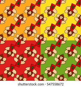 Christmas vector seamless doodle pattern with angels