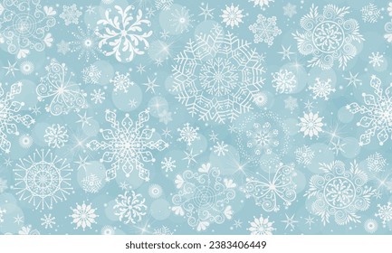 Vector de Navidad sin fisuras patrón de mano suave azul con estrellas y copos de nieve y bokek