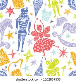 Christmas vector seamless Nutcracker pattern.  Seamless pattern can be used for wallpaper, pattern fills, web page background, surface textures.