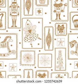 Christmas vector seamless Nutcracker pattern.  Seamless pattern can be used for wallpaper, pattern fills, web page background, surface textures.