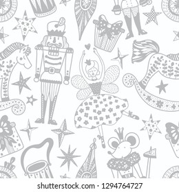 Christmas vector seamless Nutcracker pattern.  Seamless pattern can be used for wallpaper, pattern fills, web page background, surface textures.