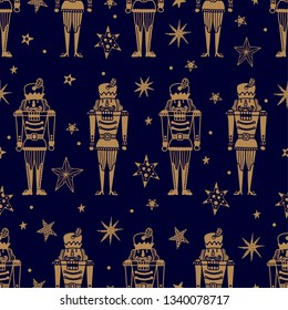 Christmas vector seamless Nutcracker pattern.  Seamless pattern can be used for wallpaper, pattern fills, web page background, surface textures.