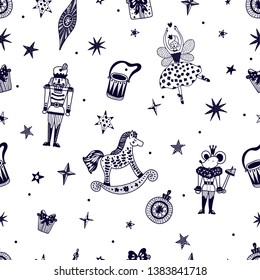 Christmas vector seamless Nutcracker pattern.  Seamless pattern can be used for wallpaper, pattern fills, web page background, surface textures.