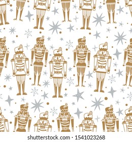 Christmas vector seamless Nutcracker pattern.  Seamless pattern can be used for wallpaper, pattern fills, web page background, surface textures.