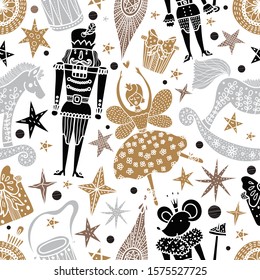 Christmas vector seamless Nutcracker pattern.  Seamless pattern can be used for wallpaper, pattern fills, web page background, surface textures.