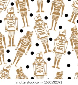 Christmas vector seamless Nutcracker pattern.  Seamless pattern can be used for wallpaper, pattern fills, web page background, surface textures.