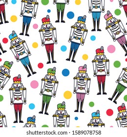 Christmas vector seamless Nutcracker pattern.  Seamless pattern can be used for wallpaper, pattern fills, web page background, surface textures.