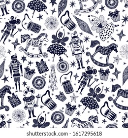 Christmas vector seamless Nutcracker pattern.  Seamless pattern can be used for wallpaper, pattern fills, web page background, surface textures.