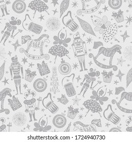 Christmas vector seamless Nutcracker pattern.  Seamless pattern can be used for wallpaper, pattern fills, web page background, surface textures.