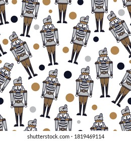 Christmas vector seamless Nutcracker pattern.  Seamless pattern can be used for wallpaper, pattern fills, web page background, surface textures.