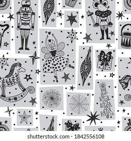 Christmas vector seamless Nutcracker pattern.  Seamless pattern can be used for wallpaper, pattern fills, web page background, surface textures.