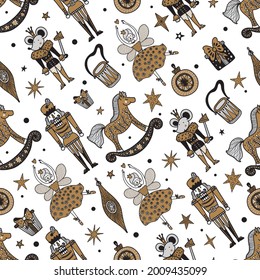Christmas vector seamless Nutcracker pattern.  Seamless pattern can be used for wallpaper, pattern fills, web page background, surface textures.