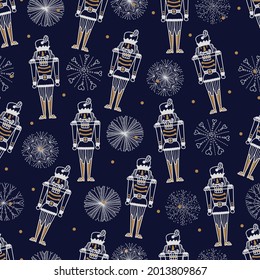 Christmas vector seamless Nutcracker pattern.  Seamless pattern can be used for wallpaper, pattern fills, web page background, surface textures.