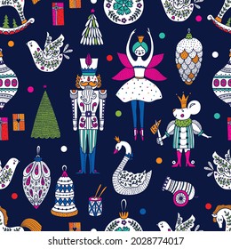 Christmas vector seamless Nutcracker pattern.  Seamless pattern can be used for wallpaper, pattern fills, web page background, surface textures.