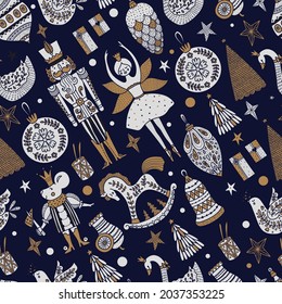 Christmas vector seamless Nutcracker pattern.  Seamless pattern can be used for wallpaper, pattern fills, web page background, surface textures.